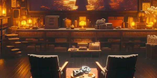 A cozy home theater showcasing a suspenseful Chinese film scene, complete with plush seating and cinematic decor.