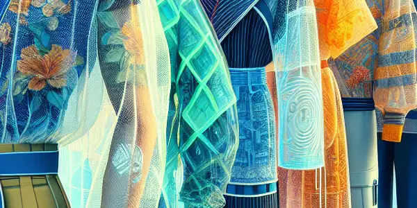 A vibrant display of innovative AV fashion, featuring playful costumes and bold colors in a stylized setting.<a href=