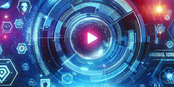 A person focused on a high-tech screen displaying vibrant graphics for discovering new Japanese adult films.