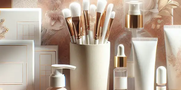 A beautifully arranged display of sleek intimate products against a soft, romantic backdrop, evoking comfort and intimacy.