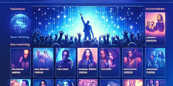 A modern computer screen displaying a vibrant adult video platform with Japanese AV film thumbnails and a "Fresh AV" search bar.